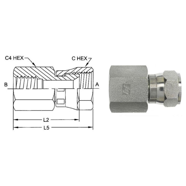 6506-12-16 : OneHydraulicsAdapter, Straight, 0.75 (3/4) Female JIC x