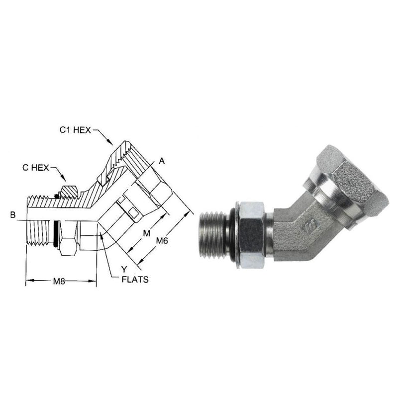 6902-10-06-NWO-FG : OneHydraulics 45-Degree Elbow, 0.625 (5/8) Male Ad