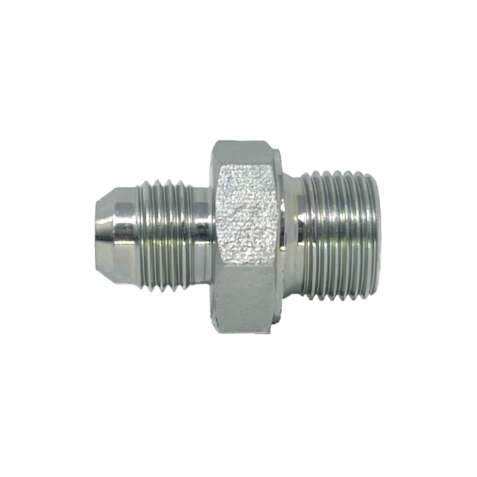 9005-04-04 : Adaptall Straight Steel Adapter, 7/16-20 (-04) Male JIC x 1/4-19 (-04) Male BSPP Flare, No Seal