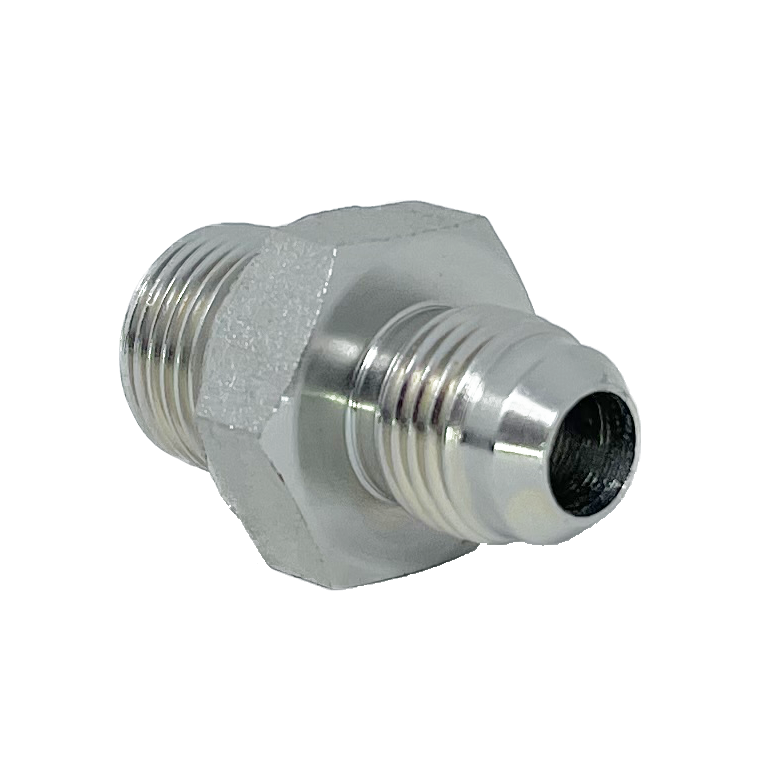 9005-04-04 : Adaptall Straight Steel Adapter, 7/16-20 (-04) Male JIC x 1/4-19 (-04) Male BSPP Flare, No Seal