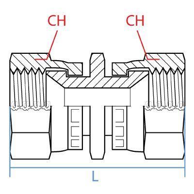 9026-10-08 : Adaptall Straight Adapter, Female 0.625 (5/8") JIC x Female 0.5 (1/2") JIC, Carbon Steel