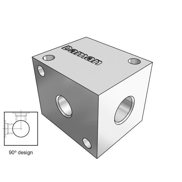 AH0900108S : Daman Header Manifold, Aluminum, 3000psi, 90 Degree, One Station, #8 SAE (1/2) Ports