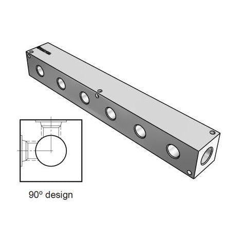 AH0900612S : Daman Header Manifold, Aluminum, 3000psi, 90 Degree, Six Station, #12 SAE (3/4) Ports