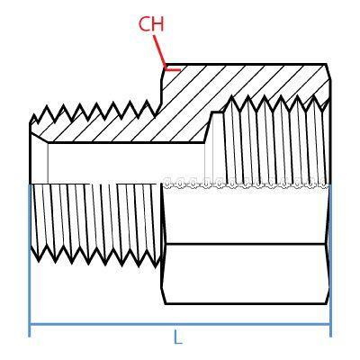 9325-08-22X1.5 : Adaptall Straight Steel Rigid Adapter, 1/2-14 (-08) Male NPT x M22 X 1.5 (22mm) Female Metric