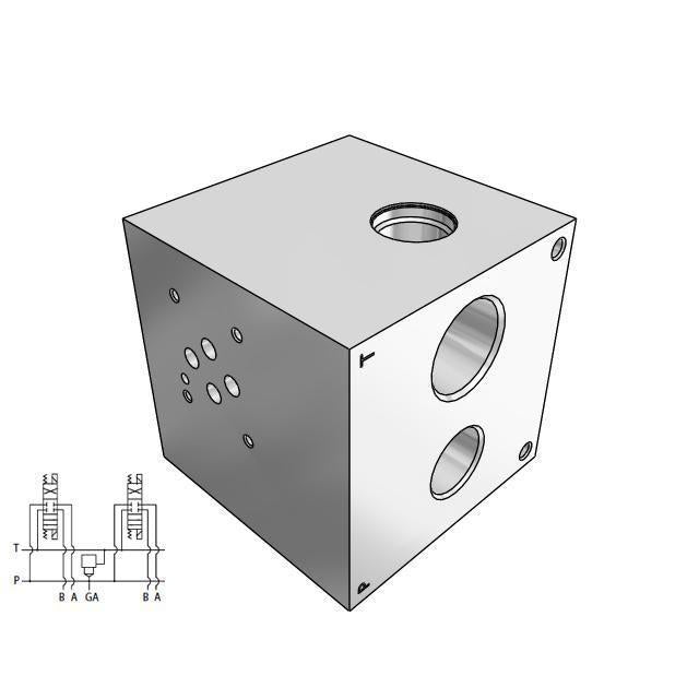 AD03HP012S/S : Daman CETOP Manifold, D03 (NG6), Parallel High Flow, Aluminum, 3000psi, 1-Station, #12 SAE (3/4") P Port, With T-3A Sun Cavity