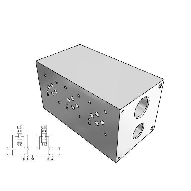 AD03HP032S : Daman CETOP Manifold, D03 (NG6), Parallel High Flow, Aluminum, 3000psi, 3-Station, #12 SAE (3/4") P Port, No Relief