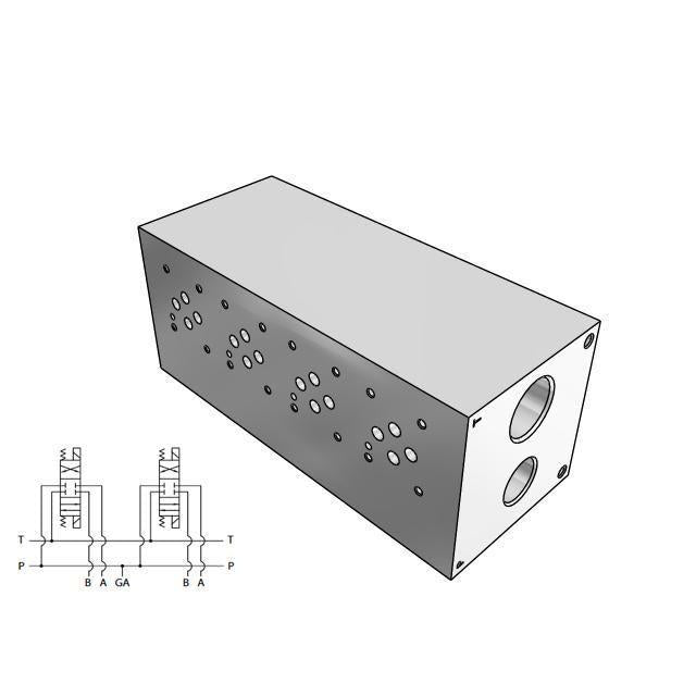 DD03HP042S : Daman CETOP Manifold, D03 (NG6), Parallel High Flow, Ductile Iron, 5000psi, 4-Station, #12 SAE (3/4") P Port, No Relief