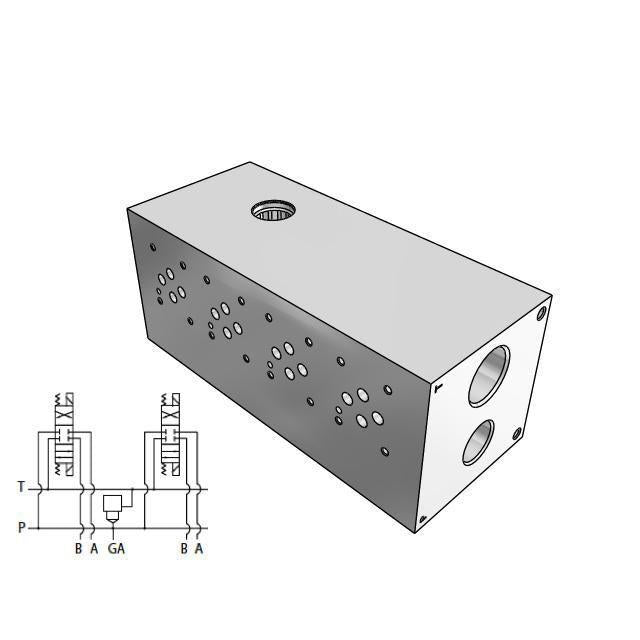 AD03HP042S/S : Daman CETOP Manifold, D03 (NG6), Parallel High Flow, Aluminum, 3000psi, 4-Station, #12 SAE (3/4") P Port, With T-3A Sun Cavity