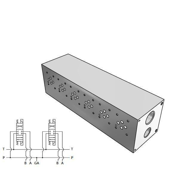 DD03HP062S : Daman CETOP Manifold, D03 (NG6), Parallel High Flow, Ductile Iron, 5000psi, 6-Station, #12 SAE (3/4") P Port, No Relief