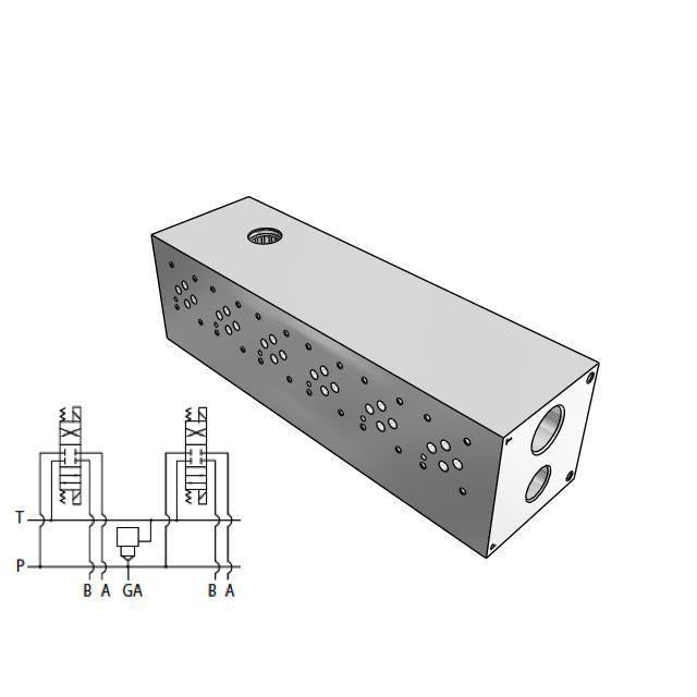 AD03HP062S/S : Daman CETOP Manifold, D03 (NG6), Parallel High Flow, Aluminum, 3000psi, 6-Station, #12 SAE (3/4") P Port, With T-3A Sun Cavity