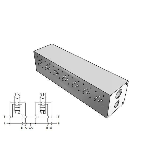 DD03HP072S : Daman CETOP Manifold, D03 (NG6), Parallel High Flow, Ductile Iron, 5000psi, 7-Station, #12 SAE (3/4") P Port, No Relief