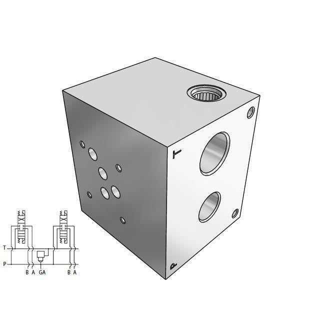 DD05HP013S/C : Daman CETOP Manifold, D05 (NG10), Parallel High Flow, Ductile Iron, 5000psi, 1-Station, #12 SAE (3/4") P Port, With C-16-2 Common Cavity