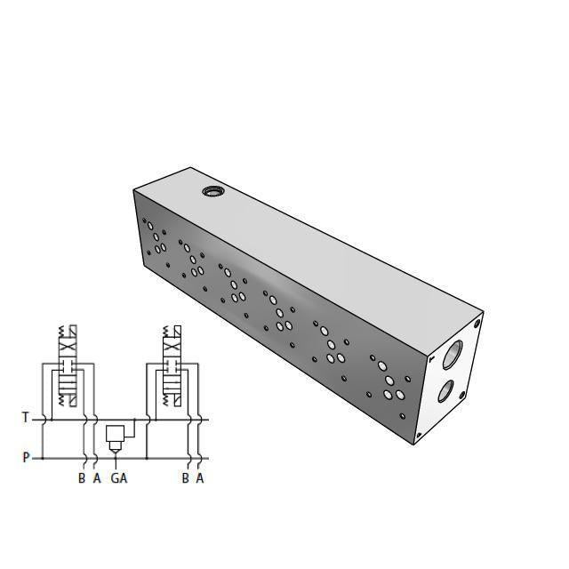 AD05HP063S/C : Daman CETOP Manifold, D05 (NG10), Parallel High Flow, Aluminum, 3000psi, 6-Station, #12 SAE (3/4") P Port, With C-16-2 Common Cavity