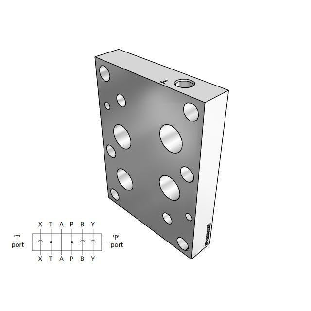 AD08TPPT4P : Daman Tapping Plate, D08 (NG25), P and T Ports Tapped, 1/4 NPT