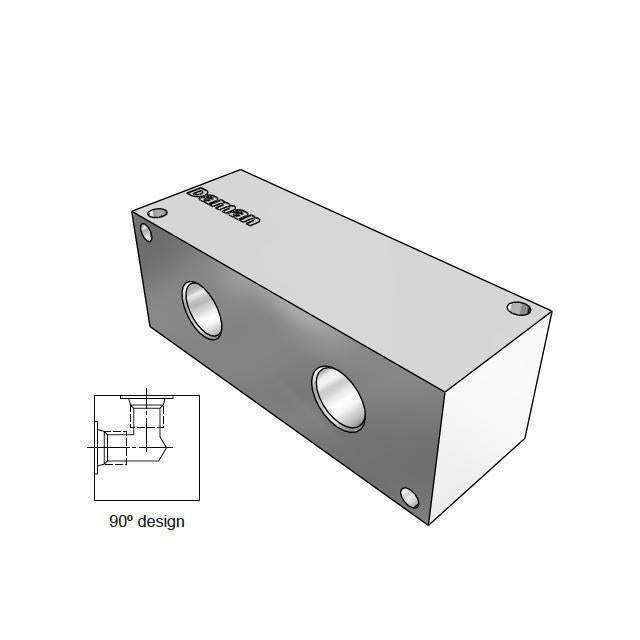 AJ0900208S : Daman Junction Manifold, 90 Degree , Aluminum, Two Station, #8 SAE (1/2) Ports