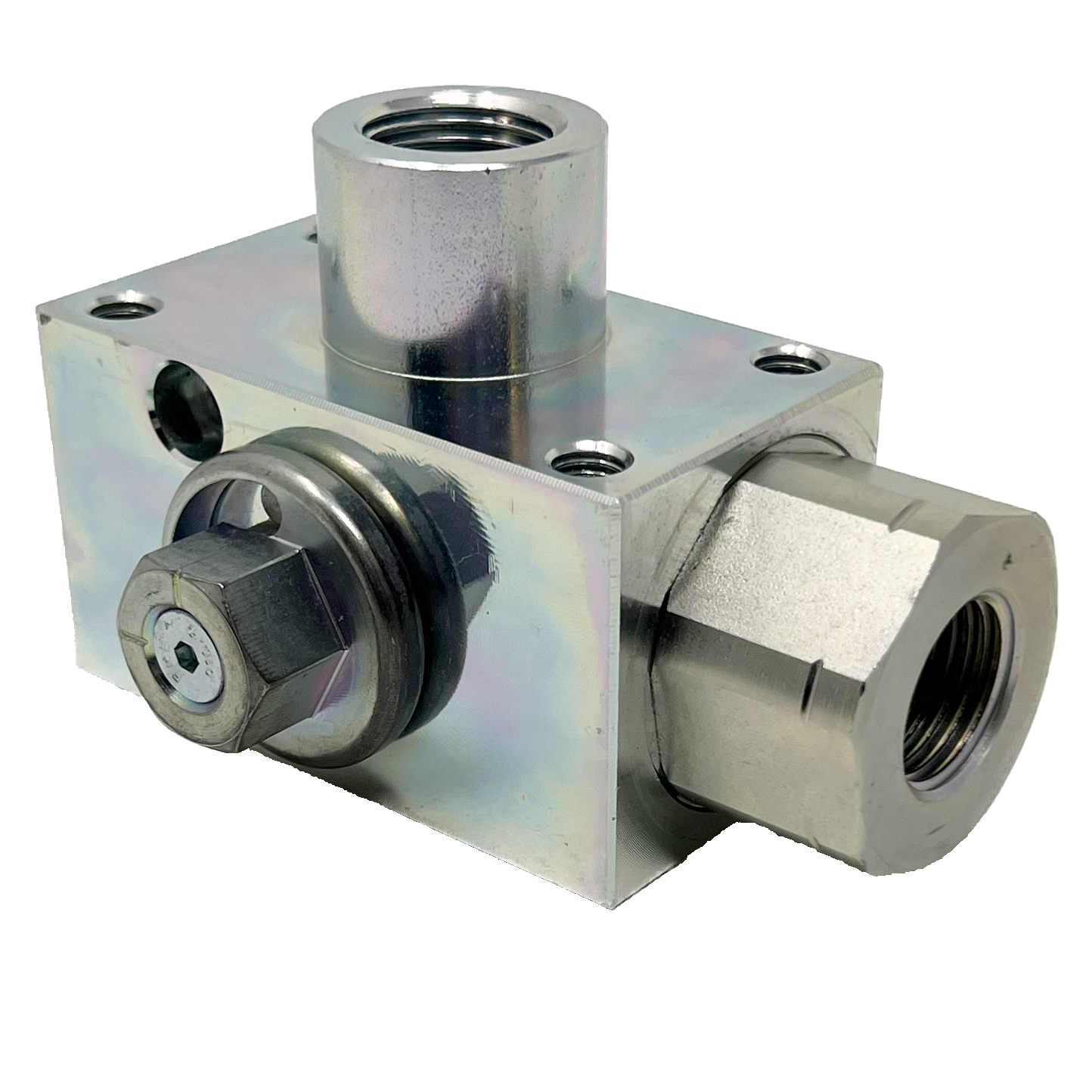 AV3LN1/2-11DV : AFP 3-Way Excavator Style Ball Valve, 5075psi rated, Steel, 1/2" NPT