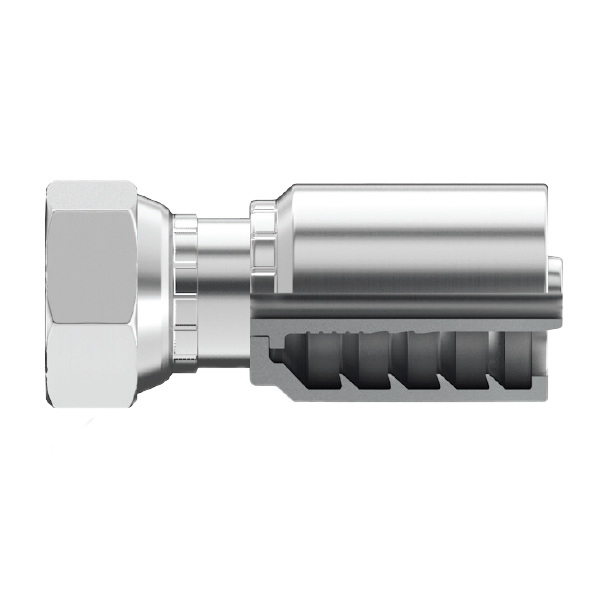 B2-BFFX-0606: Continental Hose Fitting, 0.375 (3/8") Hose ID x 3/8-19 Female BSPP, Straight Swivel Connection