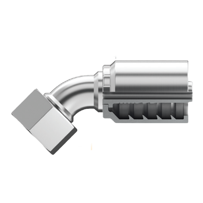 B2-BPFX45-0404: Continental Hose Fitting, 0.25 (1/4") Hose ID x 1/4-19 Female BSPP, 45-Degree Swivel Connection