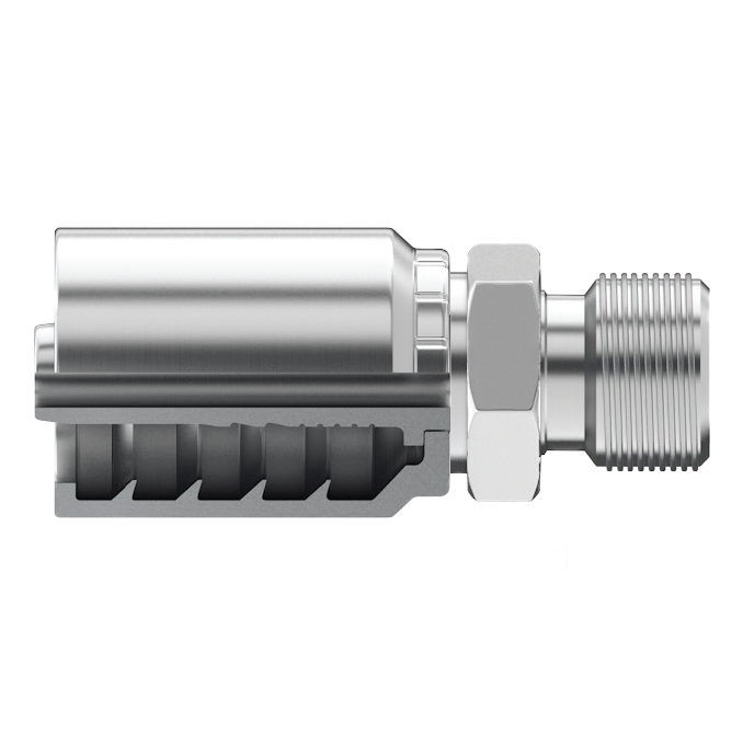 B2-BPM-0606: Continental Hose Fitting, 0.375 (3/8") Hose ID x 3/8-19 Male BSPP, Straight Rigid Connection