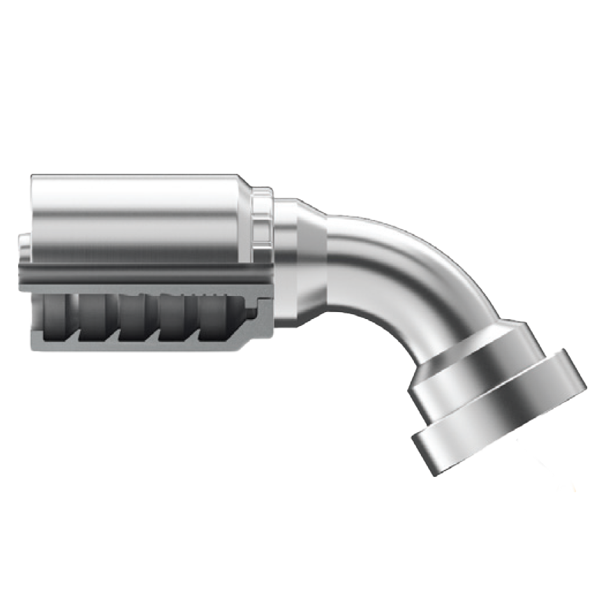 B2-CF60-2024: Continental Hose Fitting, 1.25 (1-1/4") Hose ID x 1.5 (1-1/2") Caterpillar Flange, 60-Degree Connection