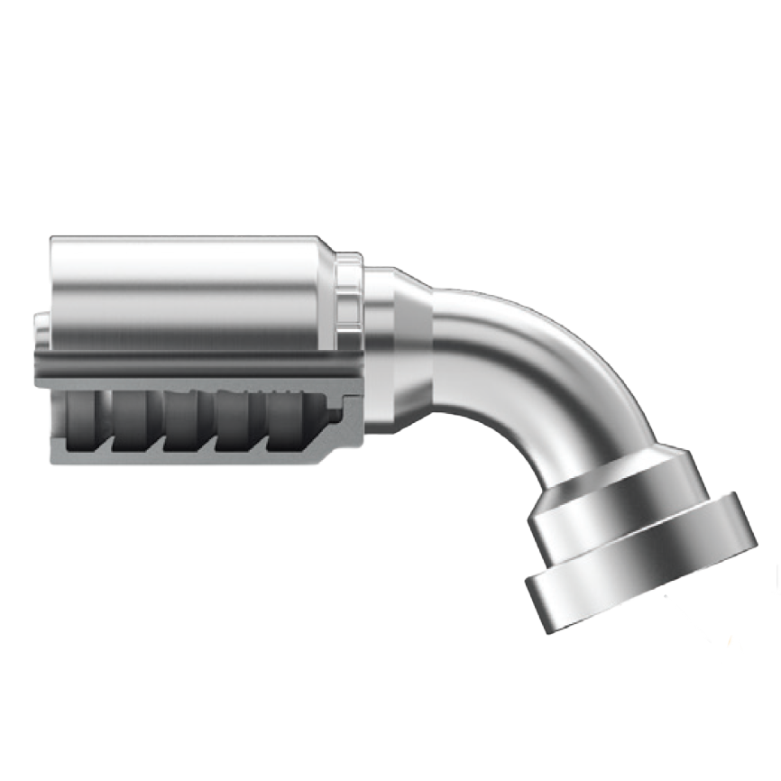 B2-CF67-2020: Continental Hose Fitting, 1.25 (1-1/4") Hose ID x 1.25 (1-1/4") Caterpillar Flange, 67-Degree Connection