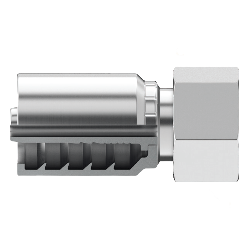 B2-DHFX-0416: Continental Hose Fitting, 0.25 (1/4") Hose ID x 16x1.5 Female DIN Heavy, Straight Swivel Connection