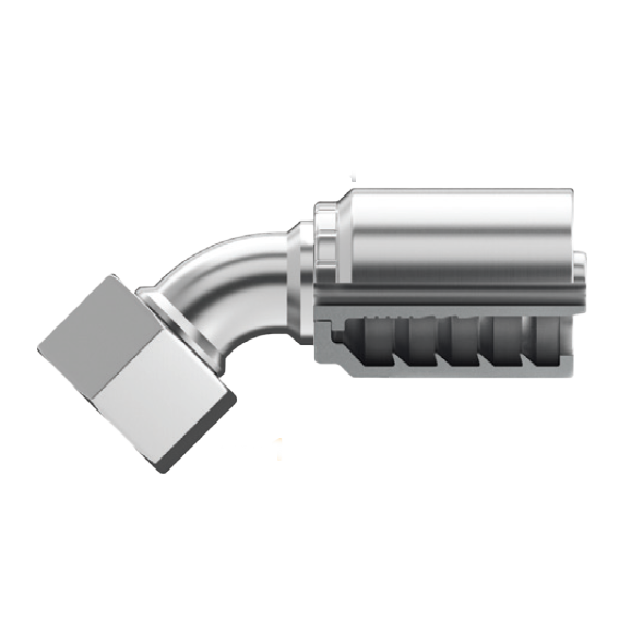 B2-DHFX45-0416: Continental Hose Fitting, 0.25 (1/4") Hose ID x 16x1.5 Female DIN Heavy, 45-Degree Swivel Connection