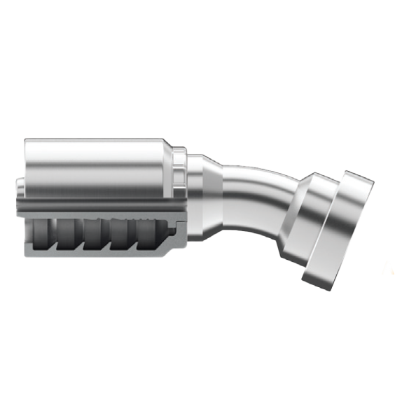 B2-FL22-1616: Continental Hose Fitting, 1" Hose ID x 1" Code 61, 22.5-Degree Connection