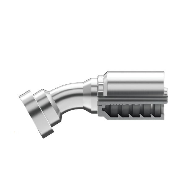 B2-FL30-1616: Continental Hose Fitting, 1" Hose ID x 1" Code 61, 30-Degree Connection