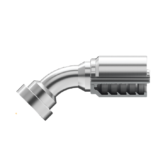 B2-FL45-0808: Continental Hose Fitting, 0.5 (1/2") Hose ID x 0.5 (1/2") Code 61, 45-Degree Connection