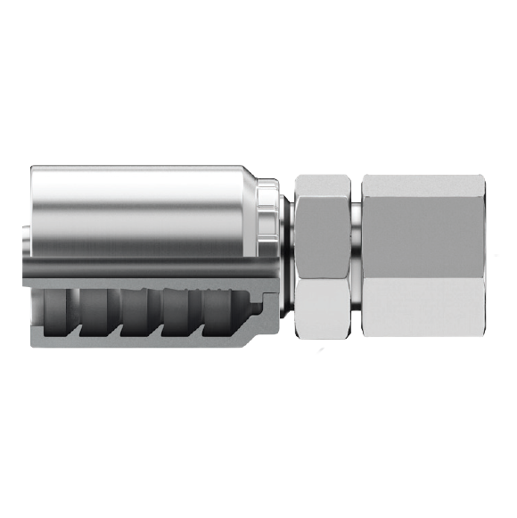 B2-NPF-0402: Continental Hose Fitting, 0.25 (1/4") Hose ID x 1/8-27 Female NPTF, Straight Rigid Connection