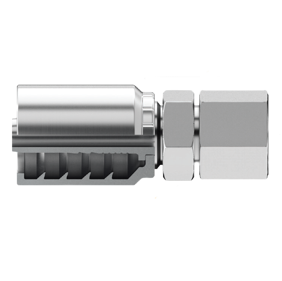 B2-NPFX-0606: Continental Hose Fitting, 0.375 (3/8") Hose ID x 3/8-18 Female NPTF, Straight Swivel Connection