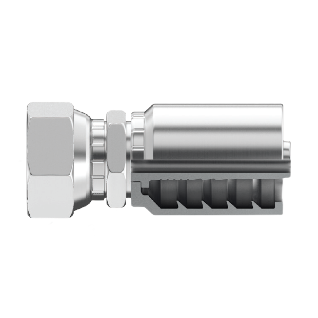 B2-NSFX-0404: Continental Hose Fitting, 0.25 (1/4") Hose ID x 1/4-18 Female NPSM, Straight Swivel Connection