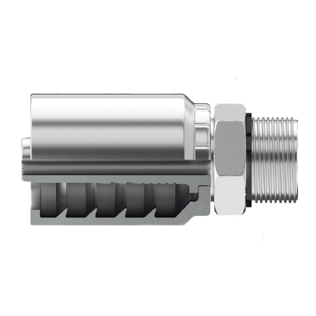 B2-OBM-1212: Continental Hose Fitting, 0.75 (3/4") Hose ID x 1-1/16-12 Male ORB, Straight Rigid Connection