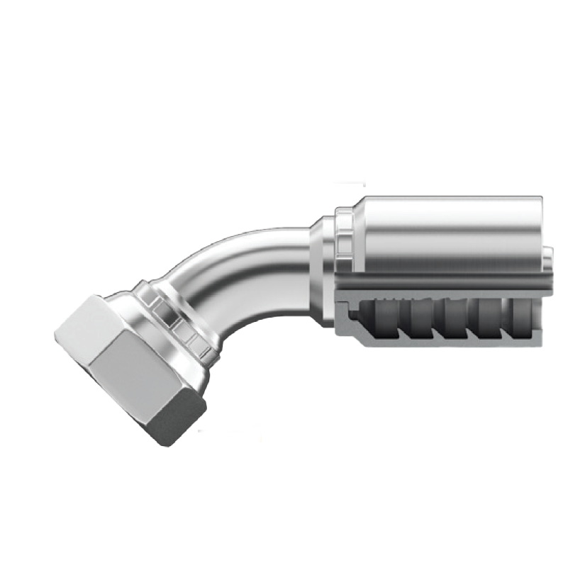 B2-SFFX45-0606: Continental Hose Fitting, 0.375 (3/8") Hose ID x 5/8-18 Female SAE 45, 45-Degree Swivel Connection