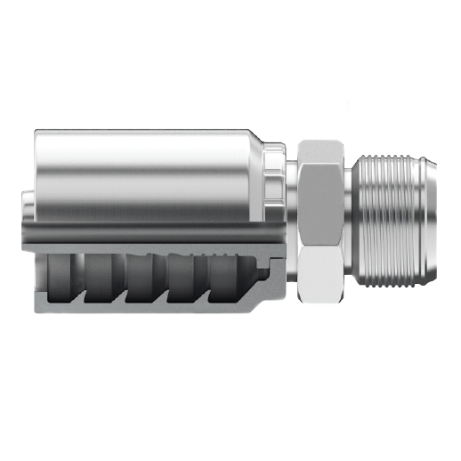 B2-SFM-0606: Continental Hose Fitting, 0.375 (3/8") Hose ID x 5/8-18 Male SAE 45, Straight Rigid Connection