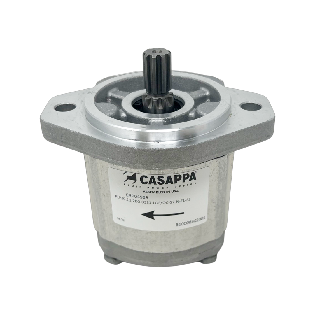 PLP20.11,2D0-31S1-LOF/OC-S7-N-EL-FS : Casappa Polaris Gear Pump, 11.23cc, 3625psi Rated, 3500RPM, CW, 5/8" Keyed Shaft, SAE A 2-Bolt Flange, 1" #16 ORB Inlet, 0.625 (5/8") #10 SAE Outlet, Aluminum Body & Flange