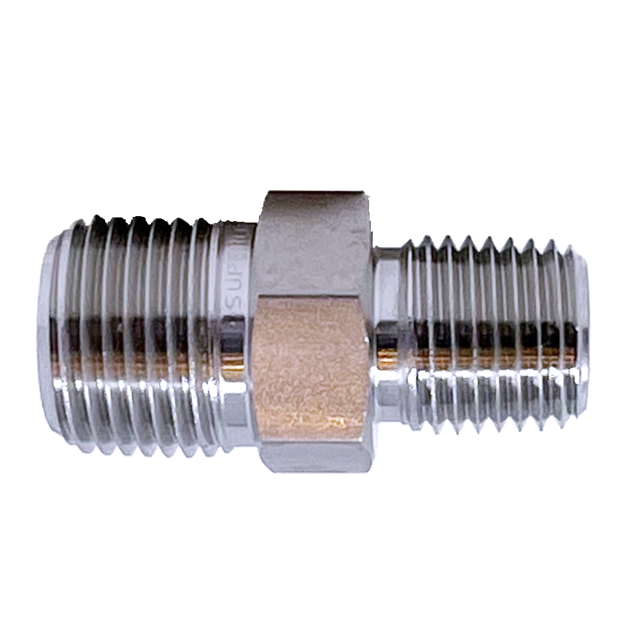 IHRN 12-8N : Superlok Straight Stainless Instrumentation Hex Reducing Nipple, 3/4-14 (-12) Male NPT x 1/2-14 (-08) Male NPT, 7700psi