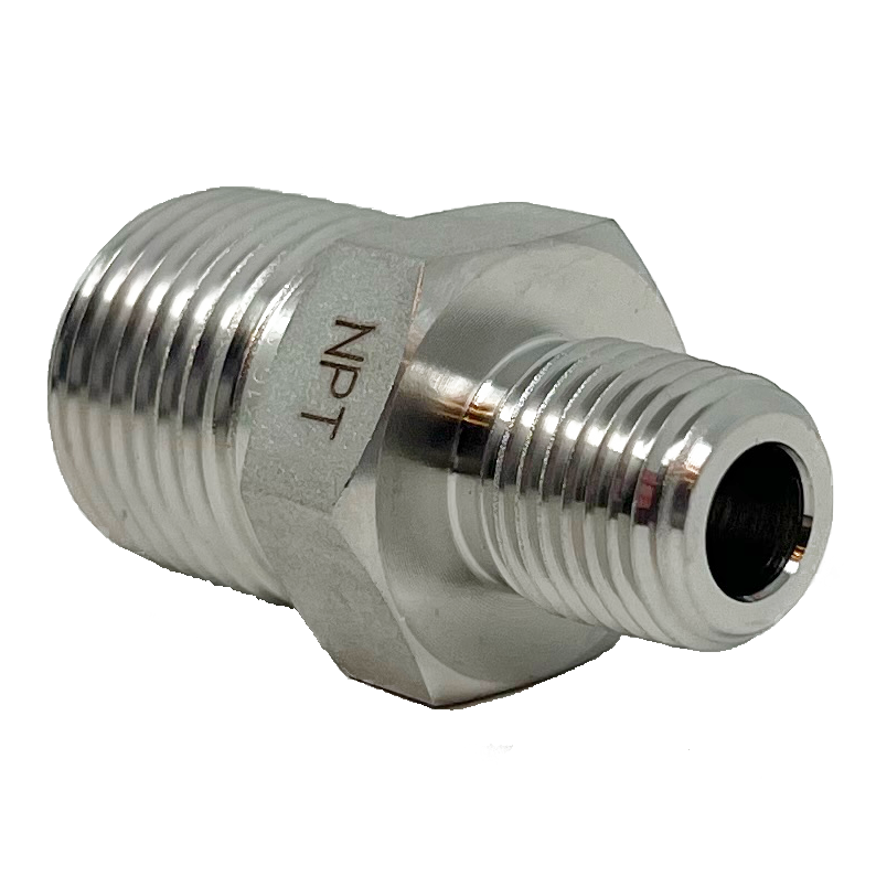 IHRN 16-8N : Superlok Straight Stainless Instrumentation Hex Reducing Nipple, 1-11-1/2 (-16) Male NPT x 1/2-14 (-08) Male NPT, 7700psi