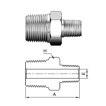 IHRN 16-8N : Superlok Straight Stainless Instrumentation Hex Reducing Nipple, 1-11-1/2 (-16) Male NPT x 1/2-14 (-08) Male NPT, 7700psi