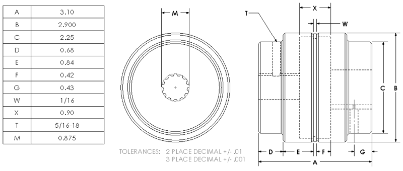 600 2-1/4BX5/16K  : Magnaloy 600 HUB 2-1/4 BORE X 5/16 KEY SPECIAL, M60020810S