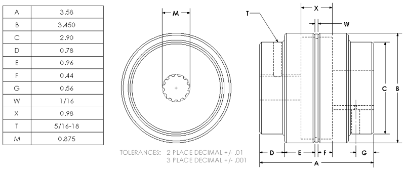 600 2-1/4BX5/8K  : Magnaloy 600 HUB 2-1/4 BORE X 5/8 KEY SPECIAL, M60020820S