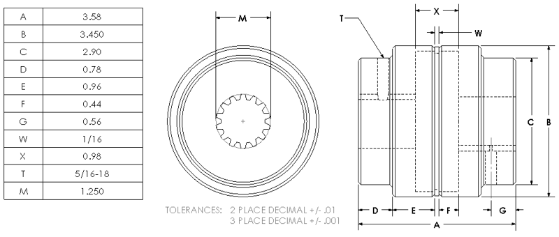 600 2-1/4BXNOK : Magnaloy 600 HUB 2-1/4 BORE X NO KEY, M600208N