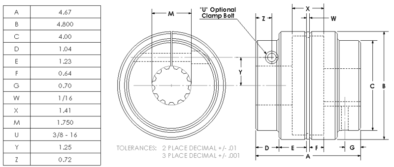 600 2-7/16BX5/8K  : Magnaloy 600 HUB 2-7/16 BORE X 5/8 KEY SPECIAL W/CLAMP, M60021420SC