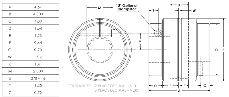 600 2-5/8BX3/8K  : Magnaloy 600 HUB 2-5/8 BORE X 3/8 KEY SPECIAL, M60022012S