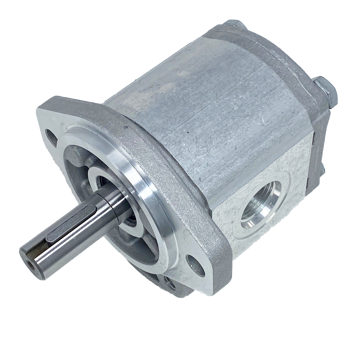 PLM20.20B0-49S1-LOC/OD-N-EL : Casappa Polaris Gear Motor, 21.14cc, 2900psi Rated, 3000RPM, Reversible Interior Drain, 3/4" Bore x 3/16" Key Shaft, SAE A 2-Bolt Flange, 0.625 (5/8") #10 SAE Inlet, 0.75 (3/4") #12 SAE Outlet, Aluminum Body & Flange