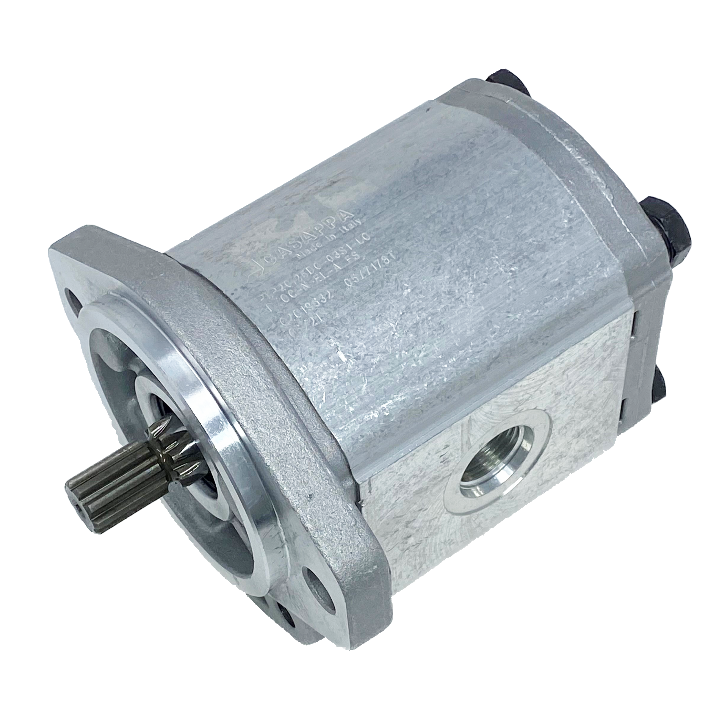 PLP20.31,5D0-03S1-LOD/OC-N-EL : Casappa Polaris Gear Pump, 33.03cc, 1885psi Rated, 2465RPM, CW, 9T 16/32dp Shaft, SAE A 2-Bolt Flange, 0.75 (3/4") #12 SAE Inlet, 0.625 (5/8") #10 SAE Outlet, Aluminum Body & Flange