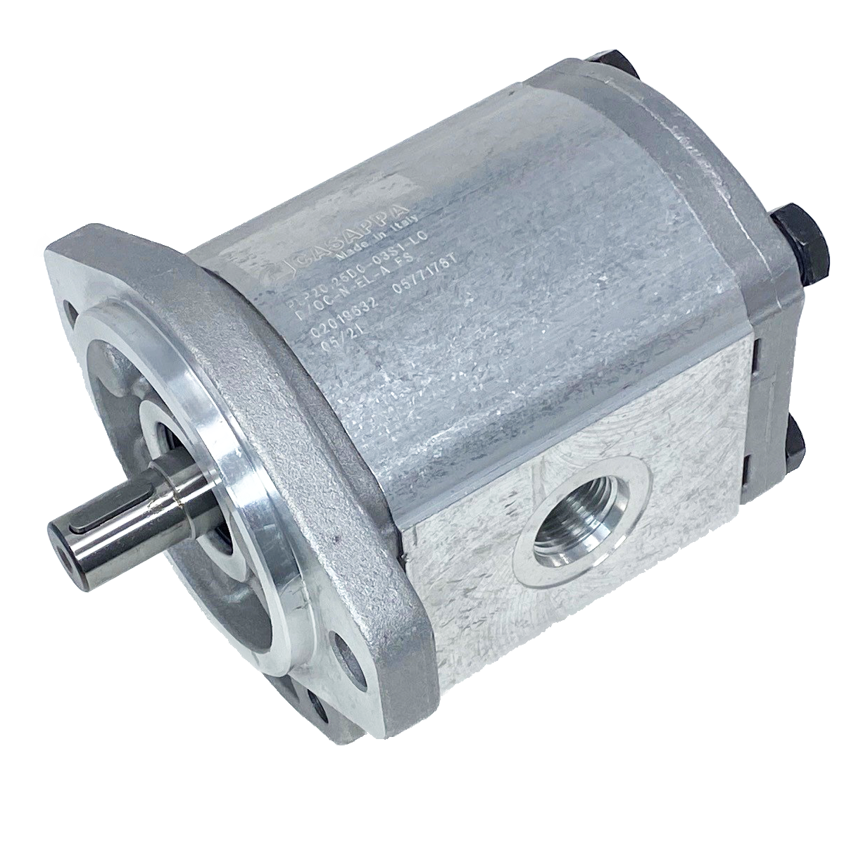 PLP20.25S0-31S1-LOD/OC-N-EL : Casappa Polaris Gear Pump, 26.42cc, 2465psi Rated, 3045RPM, CCW, 5/8" Bore x 5/32" Key Shaft, SAE A 2-Bolt Flange, 0.75 (3/4") #12 SAE Inlet, 0.625 (5/8") #10 SAE Outlet, Aluminum Body & Flange