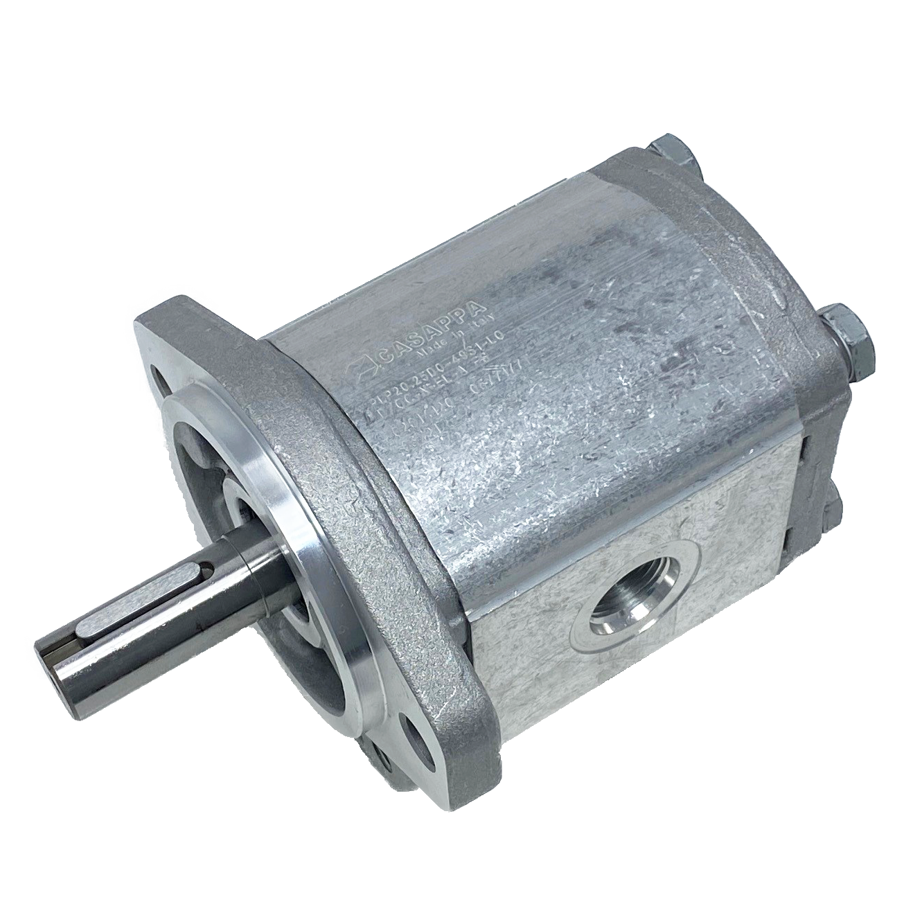 PLP20.25S0-49S1-LOD/OC-N-EL : Casappa Polaris Gear Pump, 26.42cc, 2465psi Rated, 3045RPM, CCW, 3/4" Bore x 3/16" Key Shaft, SAE A 2-Bolt Flange, 0.75 (3/4") #12 SAE Inlet, 0.625 (5/8") #10 SAE Outlet, Aluminum Body & Flange