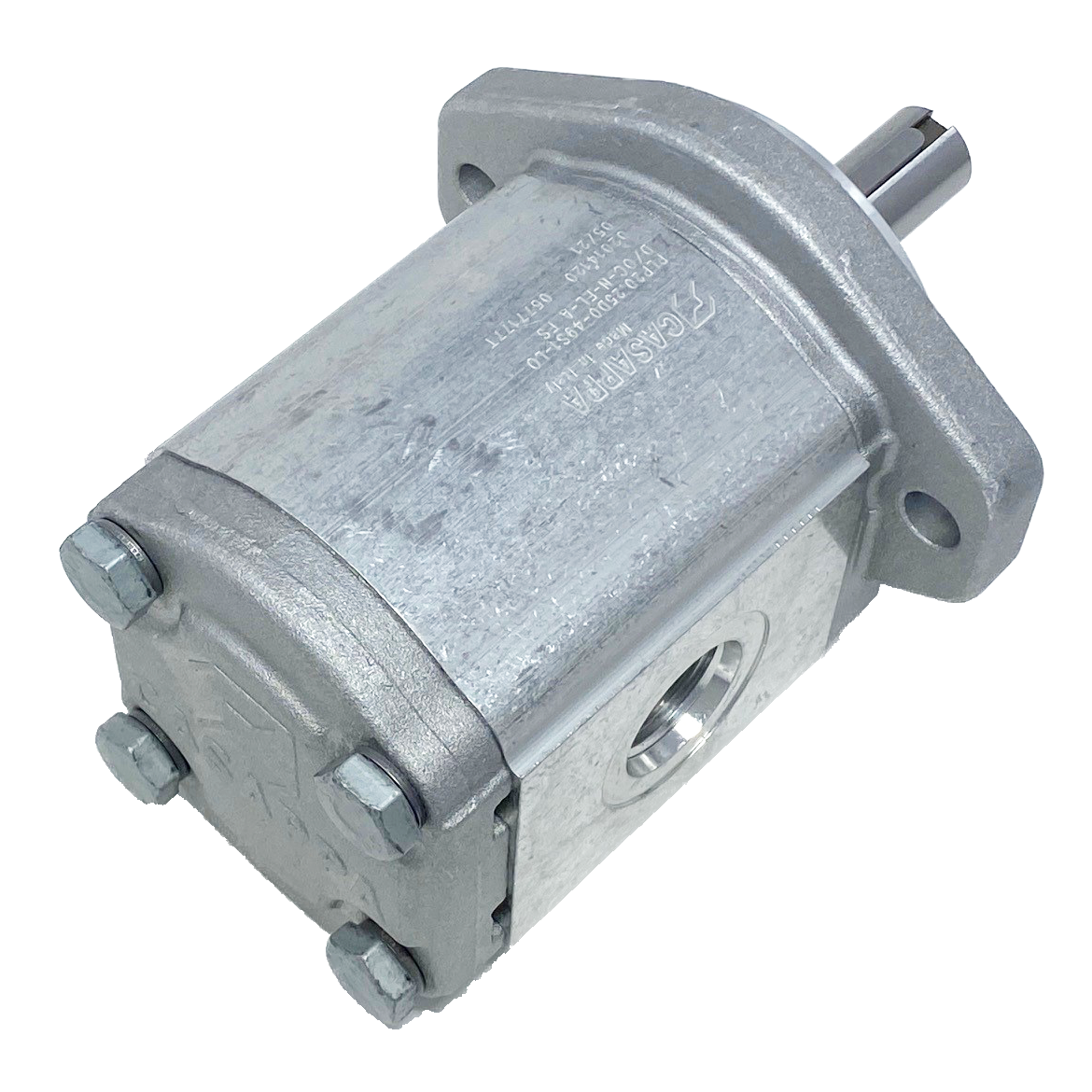 PLP20.25S0-49S1-LOD/OC-N-EL : Casappa Polaris Gear Pump, 26.42cc, 2465psi Rated, 3045RPM, CCW, 3/4" Bore x 3/16" Key Shaft, SAE A 2-Bolt Flange, 0.75 (3/4") #12 SAE Inlet, 0.625 (5/8") #10 SAE Outlet, Aluminum Body & Flange